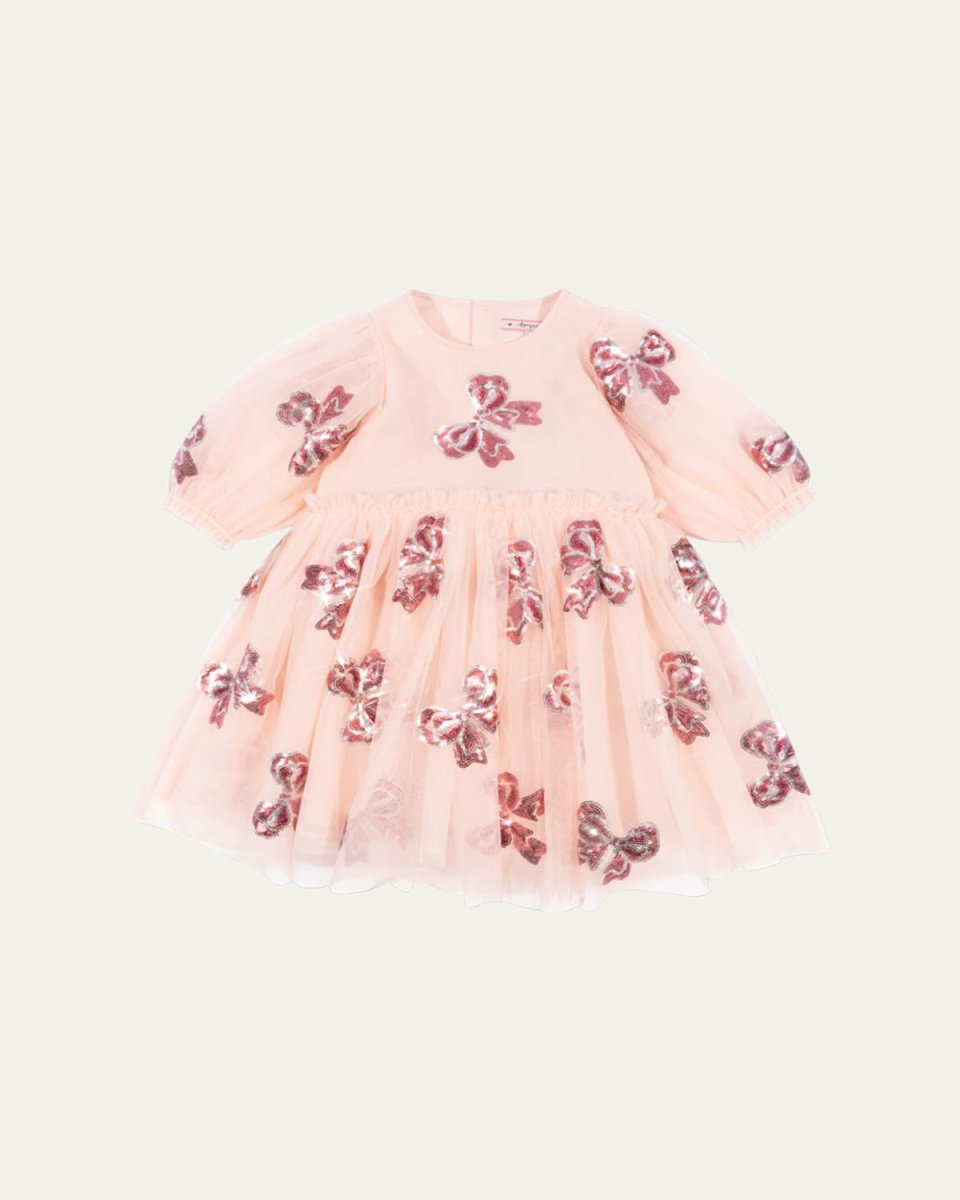 Girl's Yvonne Tulle Embellished Bows Fairy Dress, Size 18M-10